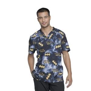 Batman Cherokee Scrubs Tooniforms Mens V Neck Top Size Small Bn27